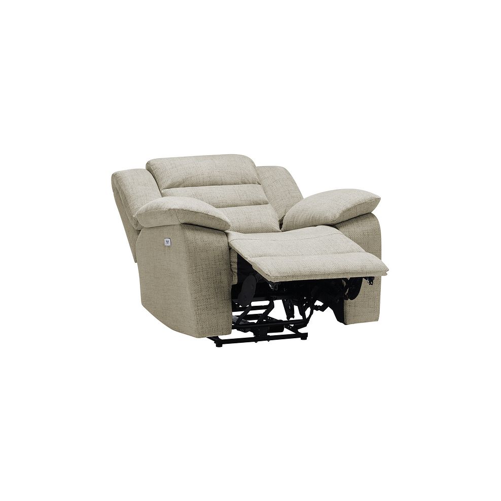 Marlow Electric Recliner Armchair in Plush Beige Fabric 4