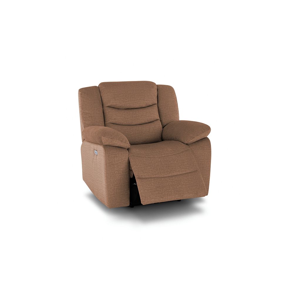 Marlow Electric Recliner Armchair in Plush Brown Fabric 3
