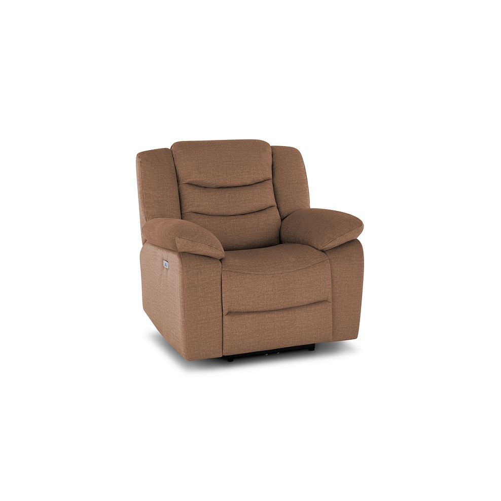 Marlow Electric Recliner Armchair in Plush Brown Fabric 1