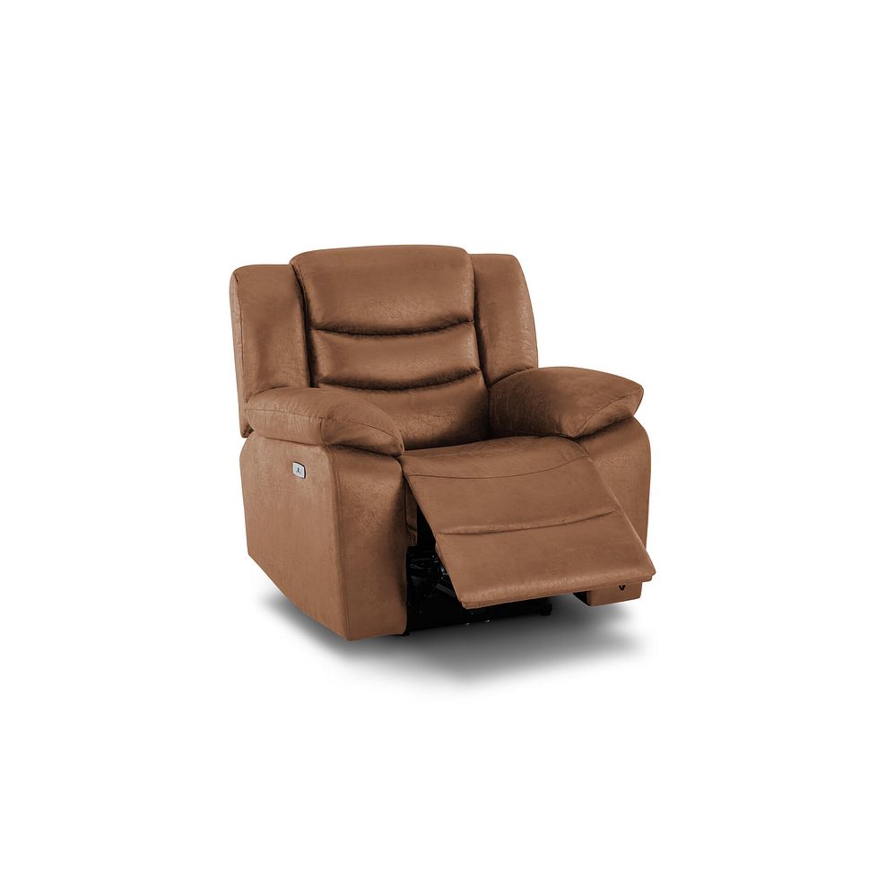 Marlow Electric Recliner Armchair in Ranch Brown Fabric 3