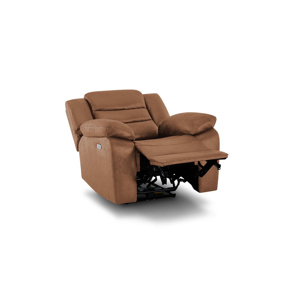 Marlow Electric Recliner Armchair in Ranch Brown Fabric 4