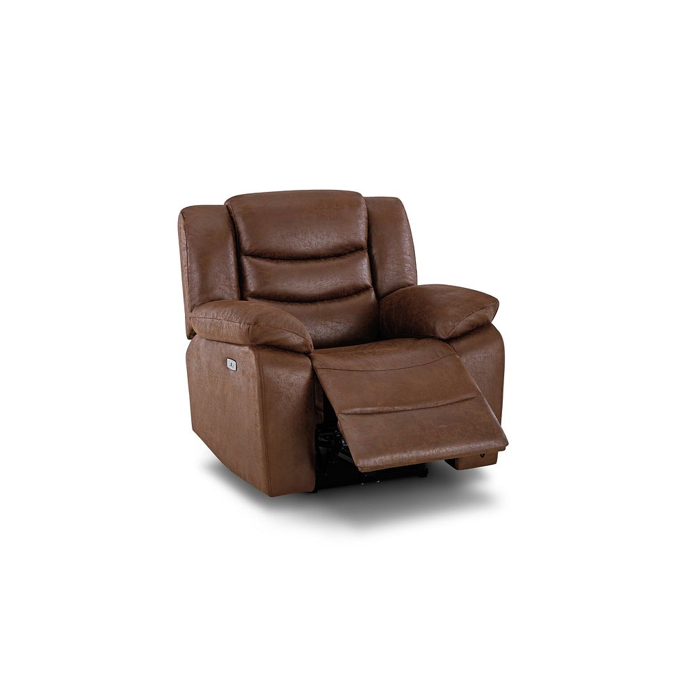 Marlow Electric Recliner Armchair in Ranch Dark Brown Fabric 3