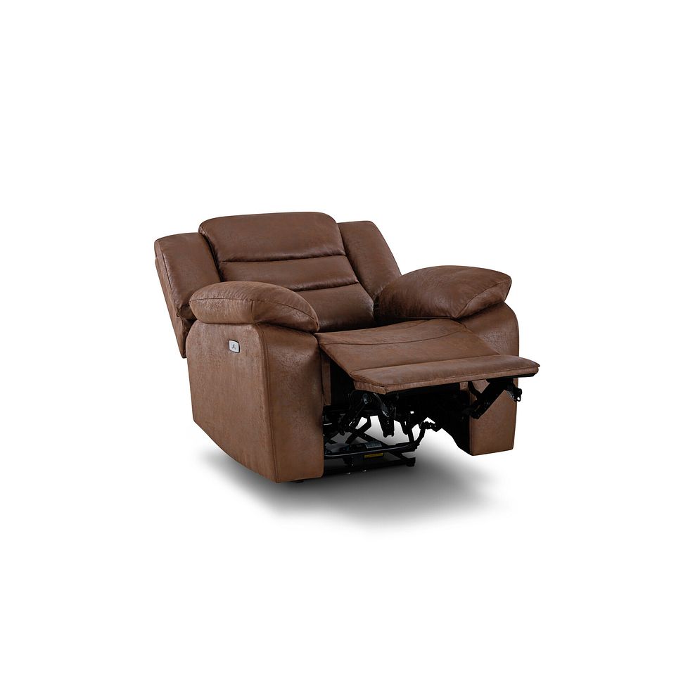 Marlow Electric Recliner Armchair in Ranch Dark Brown Fabric 4