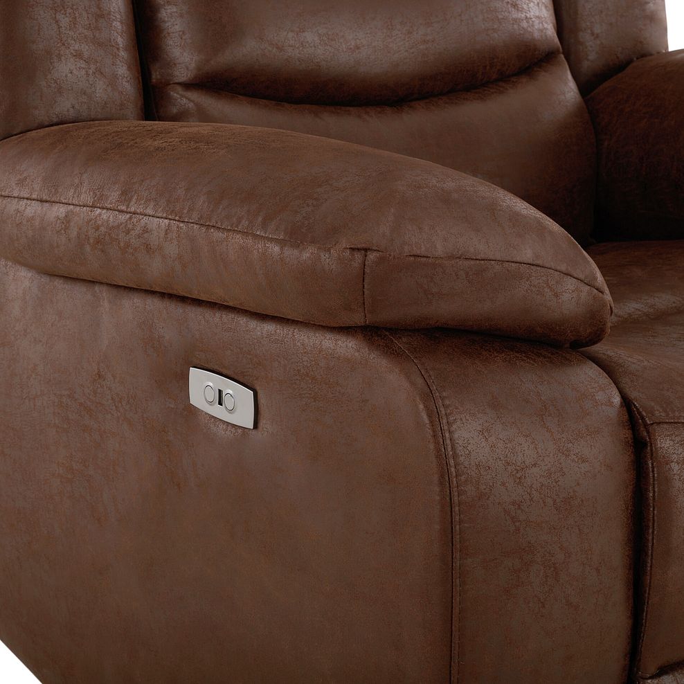 Marlow Electric Recliner Armchair in Ranch Dark Brown Fabric 9