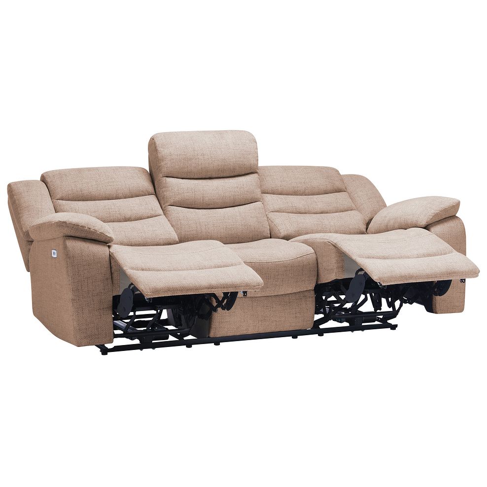 Marlow 3 Seater Electric Recliner Sofa in Jetta Beige Fabric 6