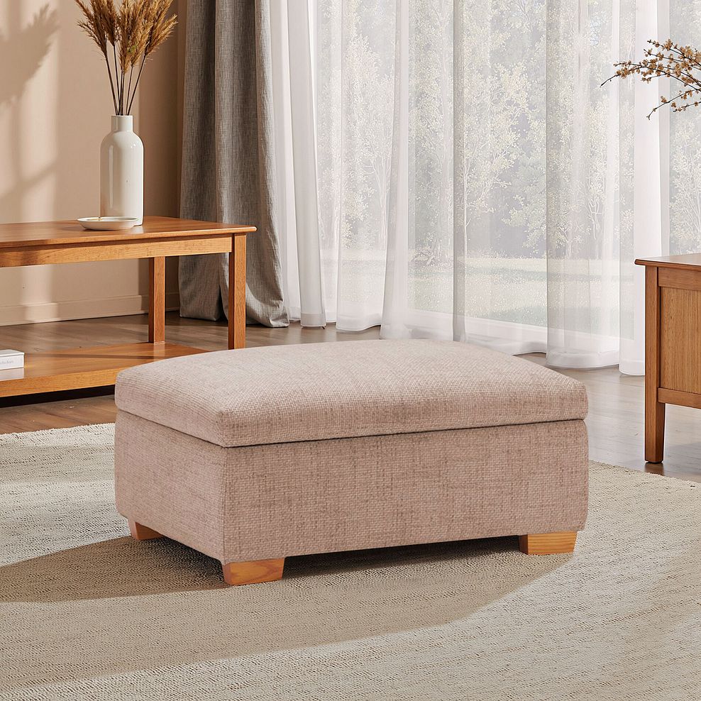 Marlow Storage Footstool in Jetta Beige Fabric 1