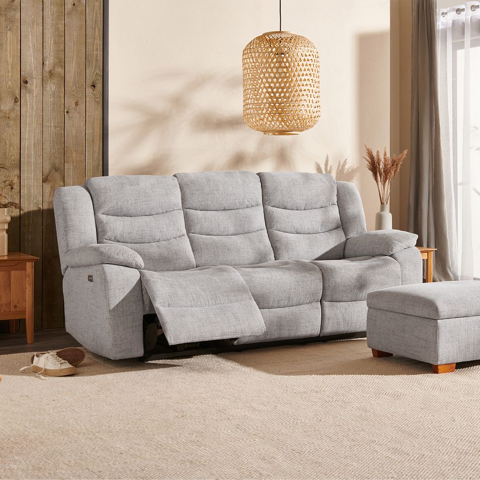 Marlow 3 Seater Electric Recliner Sofa in Keswick Dove Fabric 1