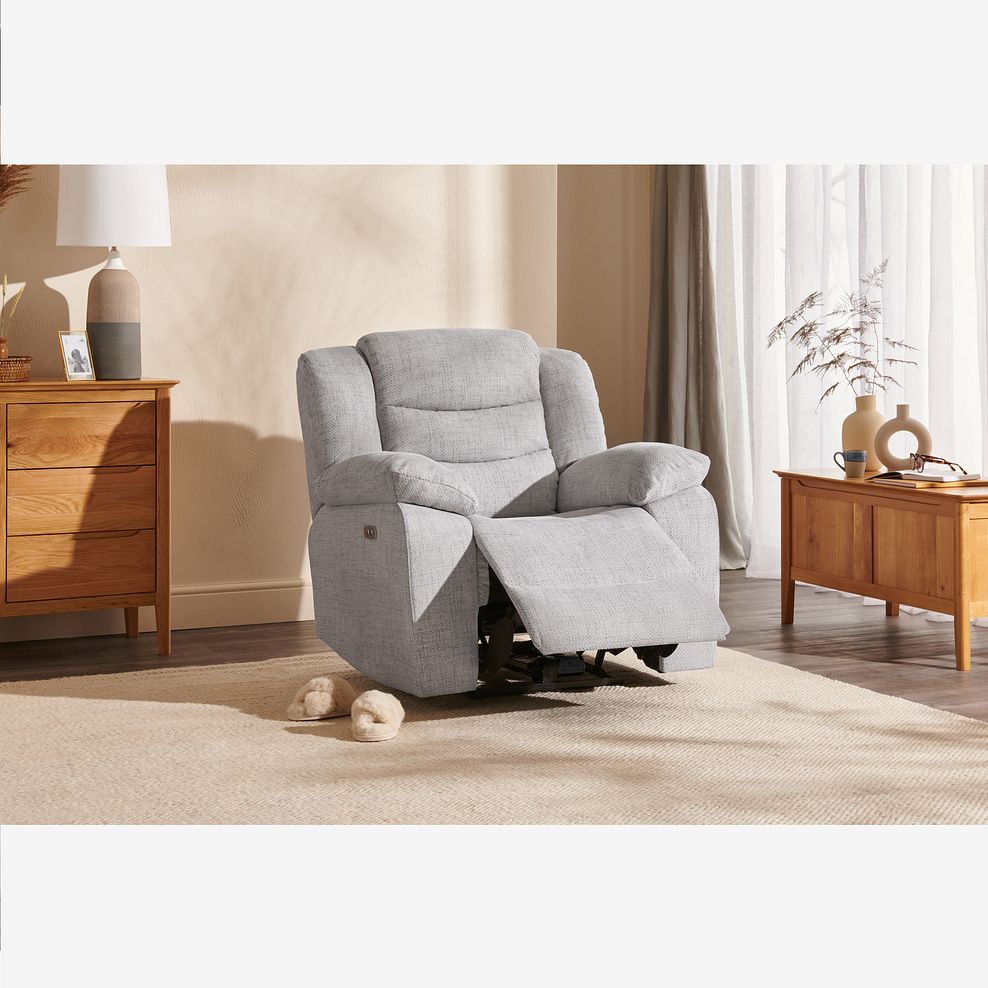 Marlow Electric Recliner Armchair in Keswick Dove Fabric 2