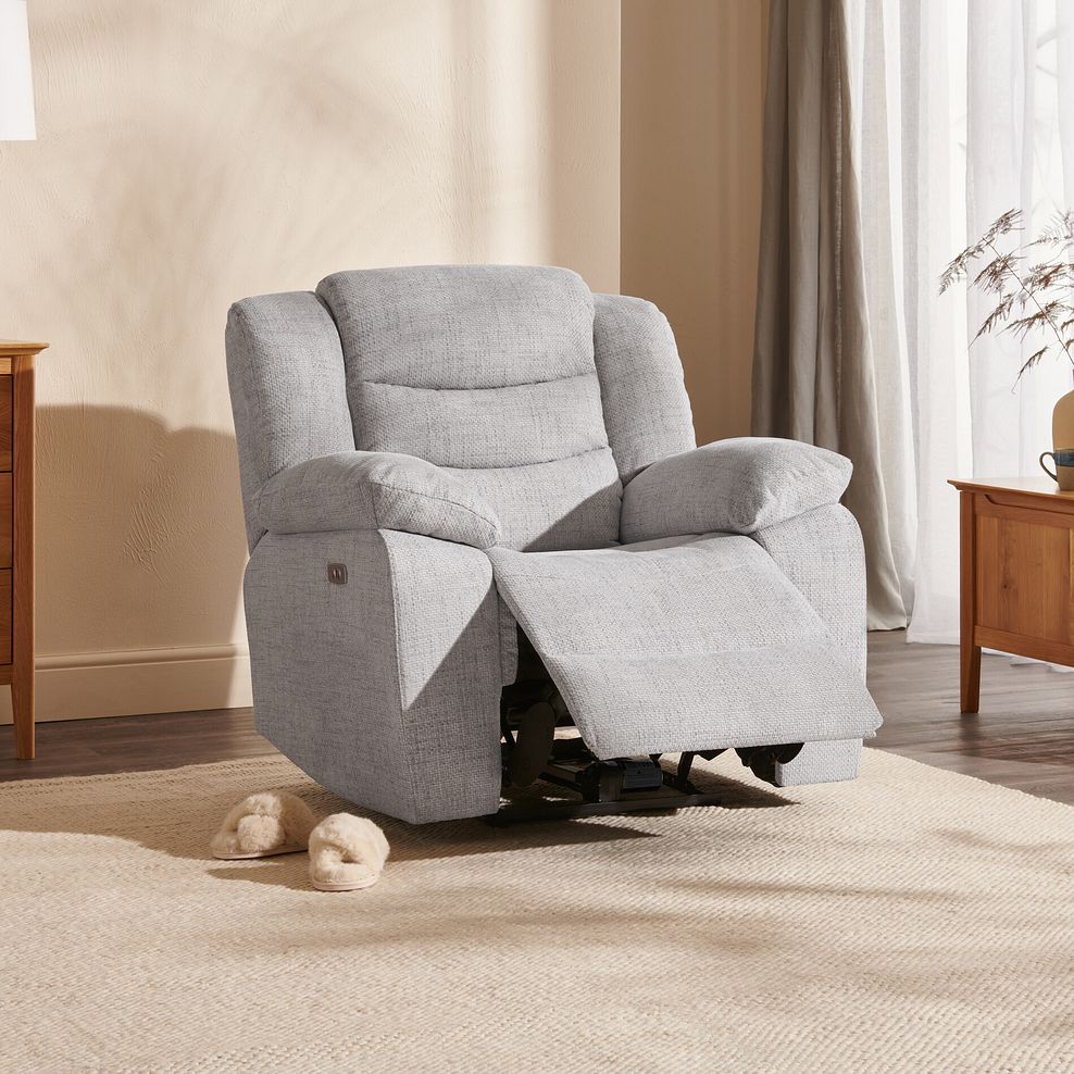 Marlow Electric Recliner Armchair in Keswick Dove Fabric 1