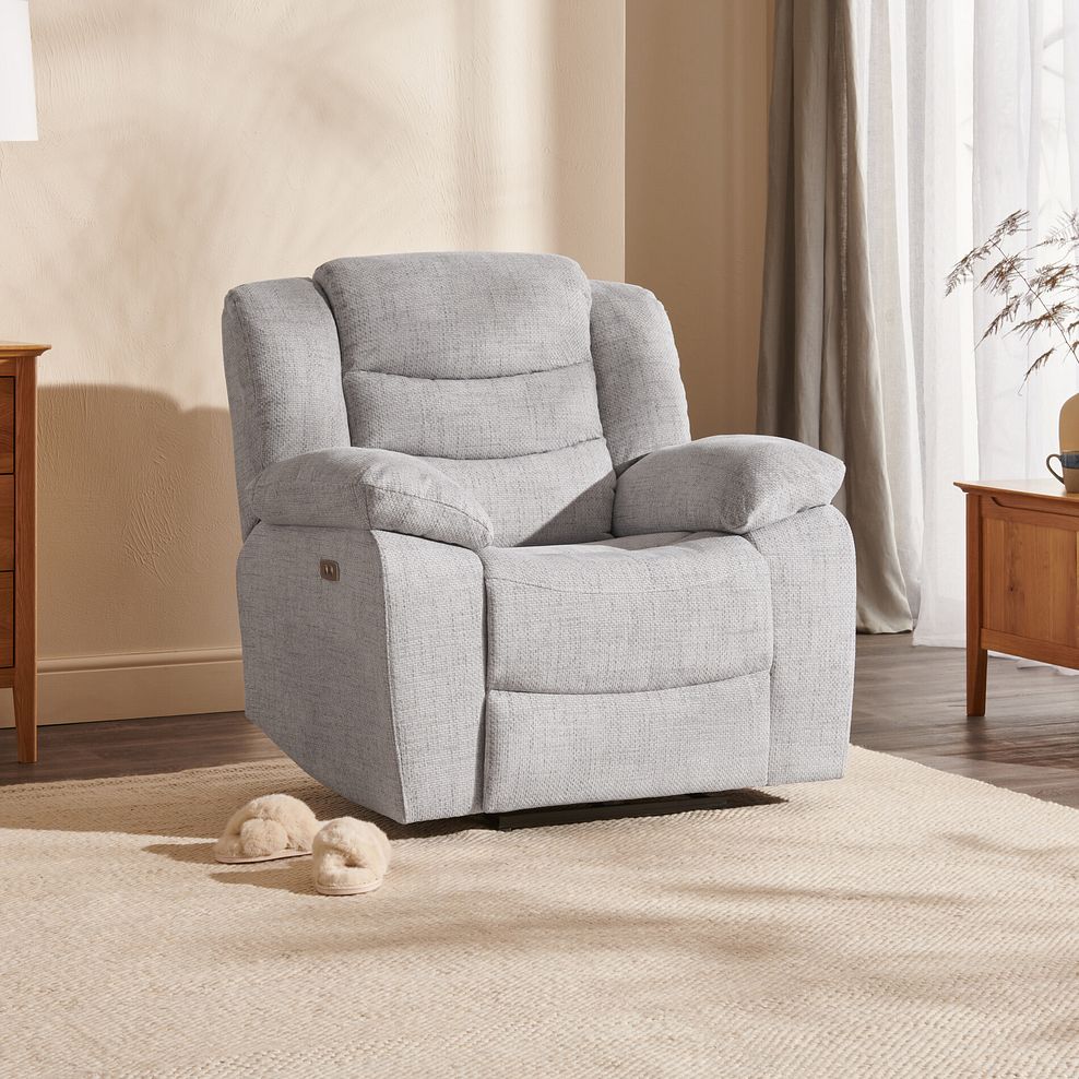 Marlow Electric Recliner Armchair in Keswick Dove Fabric 2