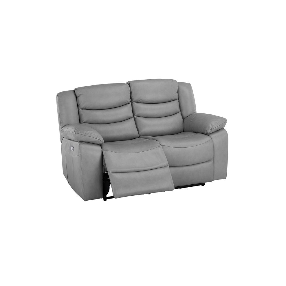 Marlow 2 Seater Electric Recliner Sofa in Light Grey Leather 5