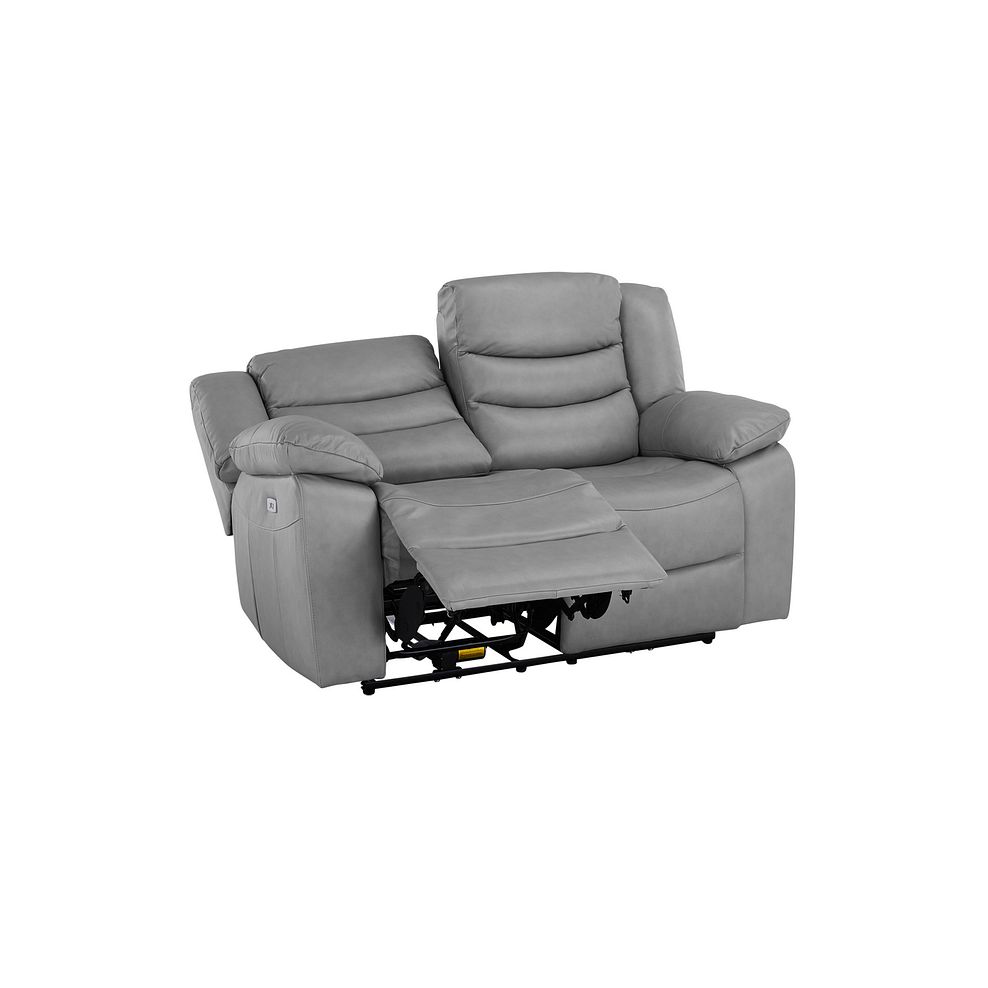 Marlow 2 Seater Electric Recliner Sofa in Light Grey Leather 6