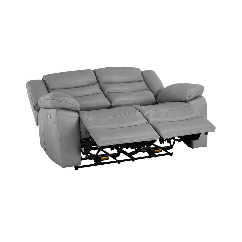 Marlow 2 Seater Electric Recliner Sofa in Light Grey Leather 7