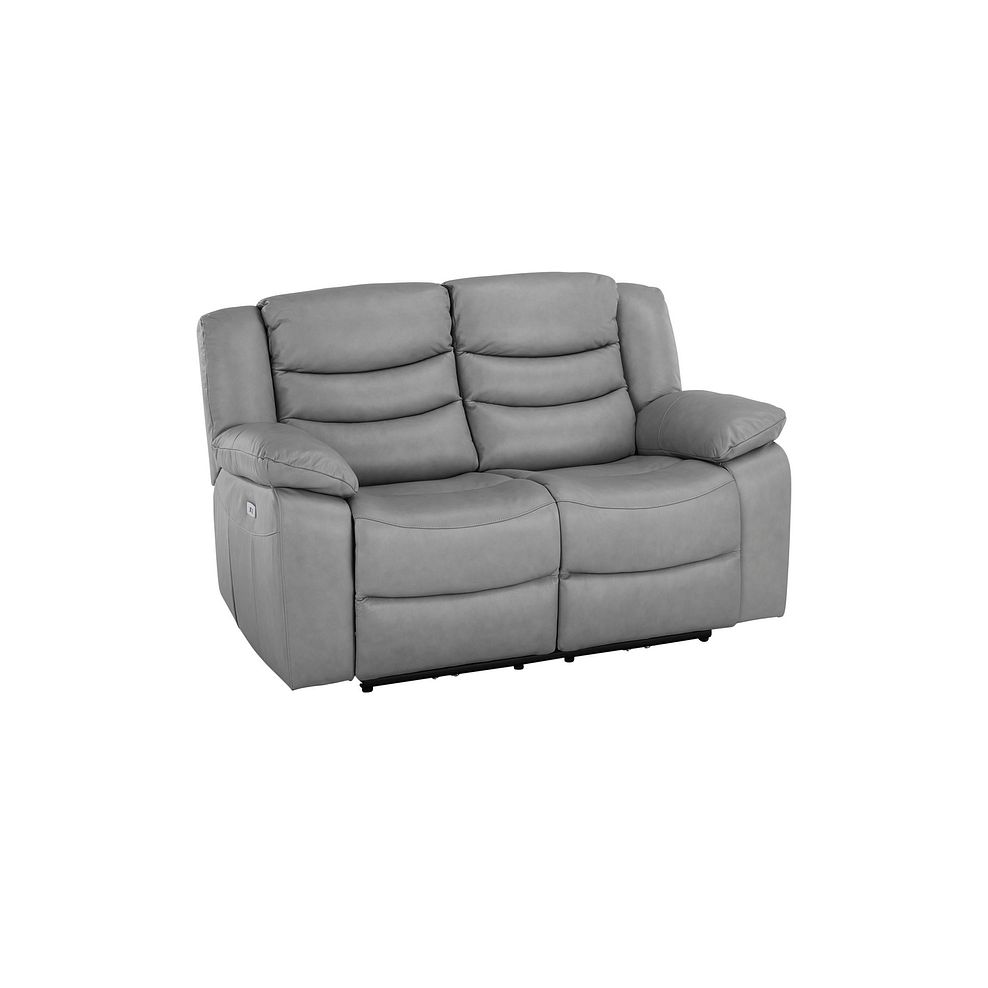 Marlow 2 Seater Electric Recliner Sofa in Light Grey Leather