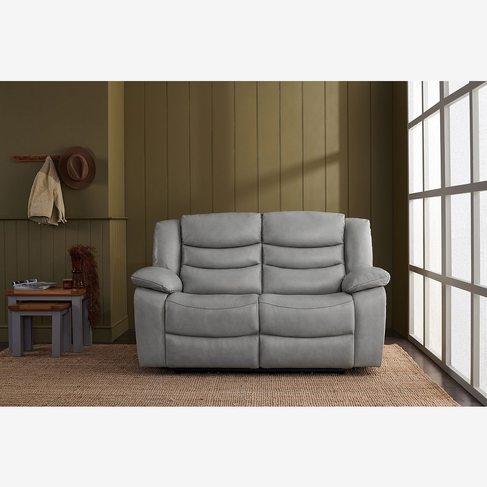 Marlow 2 Seater Electric Recliner Sofa in Light Grey Leather Thumbnail 2