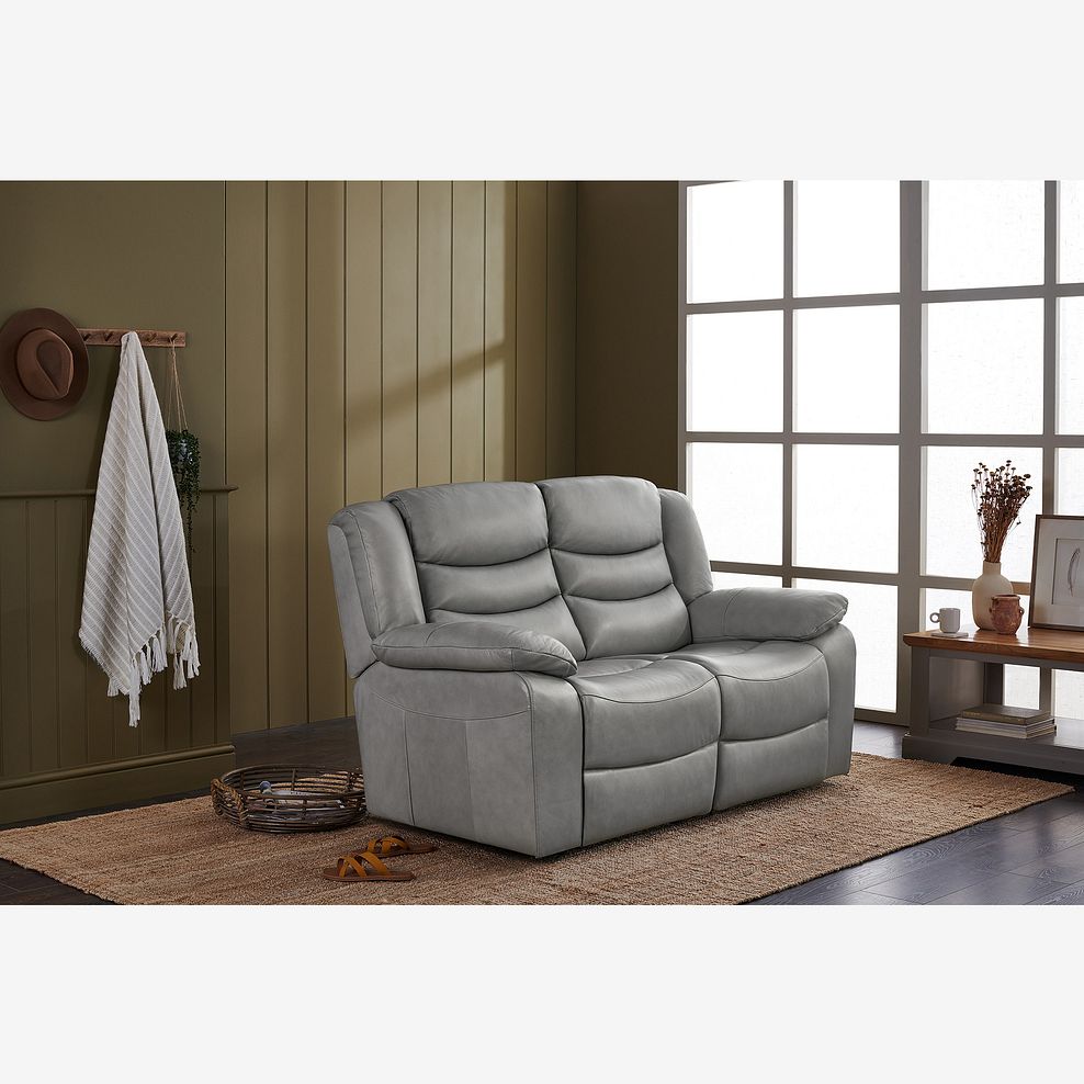 Marlow 2 Seater Sofa in Light Grey Leather Thumbnail 1
