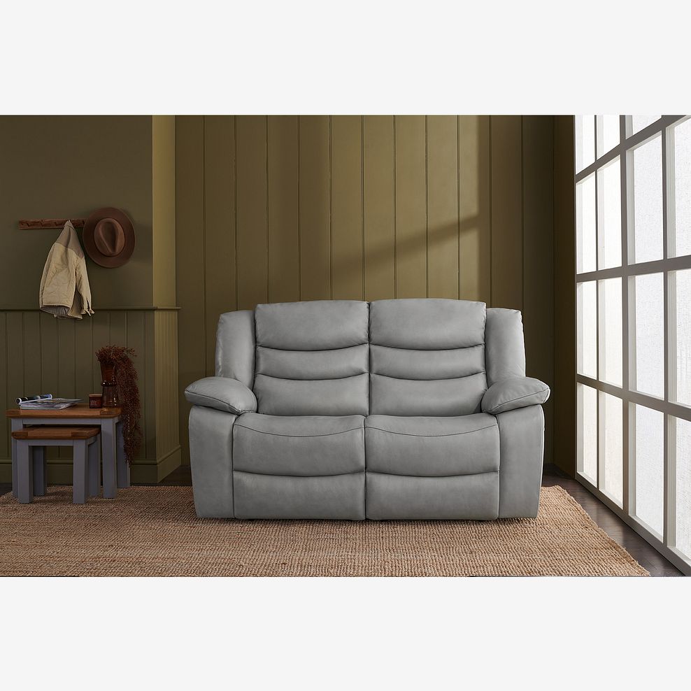 Marlow 2 Seater Sofa in Light Grey Leather 2