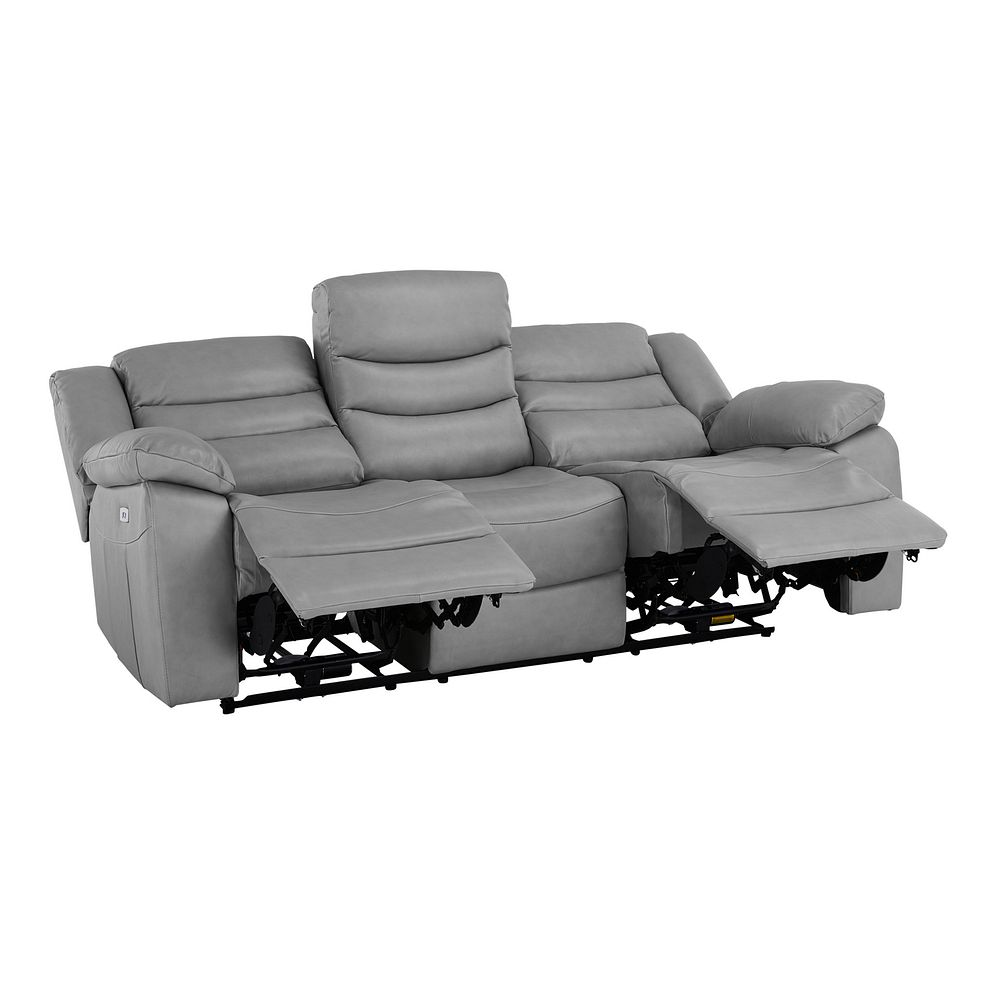 Marlow 3 Seater Electric Recliner Sofa in Light Grey Leather 7
