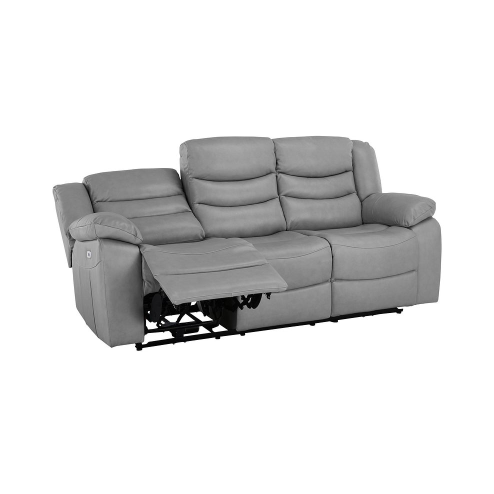 Marlow 3 Seater Electric Recliner Sofa in Light Grey Leather 6