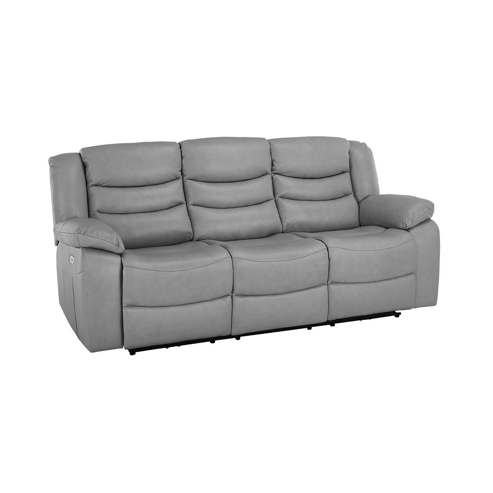 Marlow 3 Seater Electric Recliner Sofa in Light Grey Leather 3