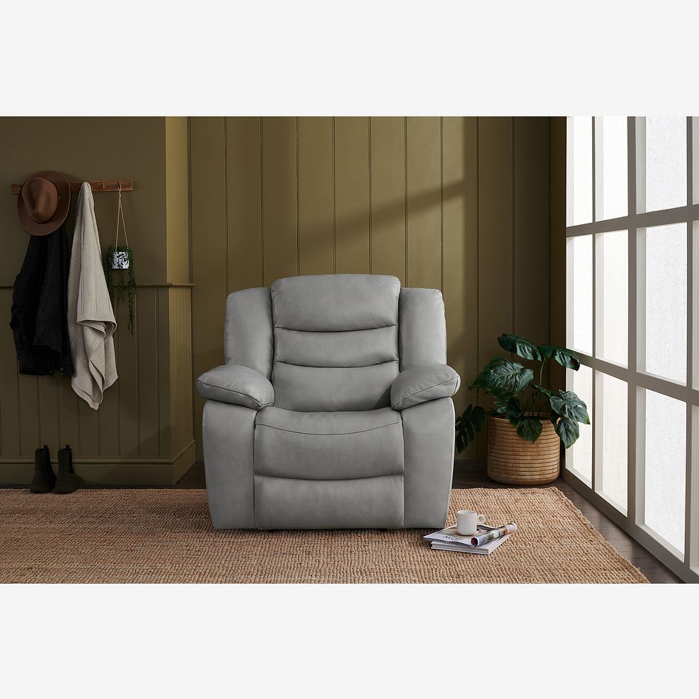Marlow Armchair in Light Grey Leather 2