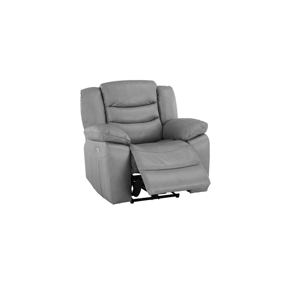 Marlow Electric Recliner Armchair in Light Grey Leather Thumbnail 5