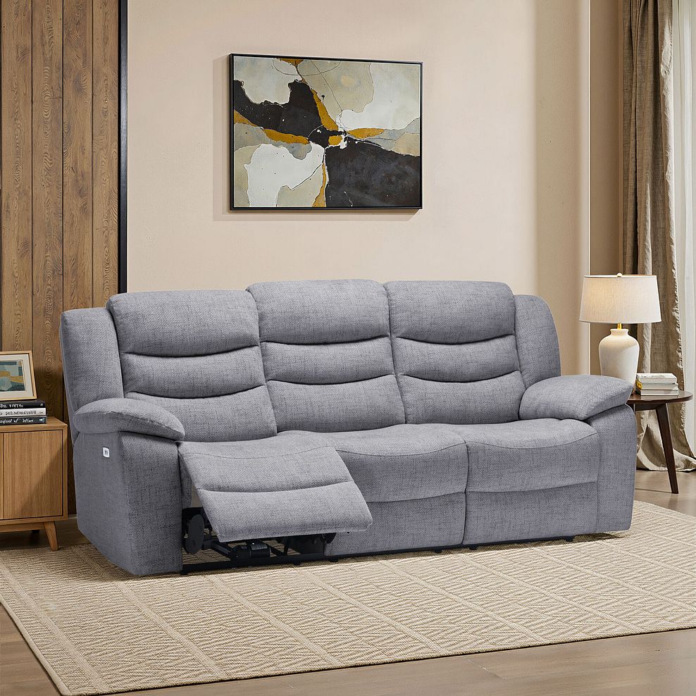 Marlow 3 Seater Electric Recliner Sofa in Santos Steel Fabric 1