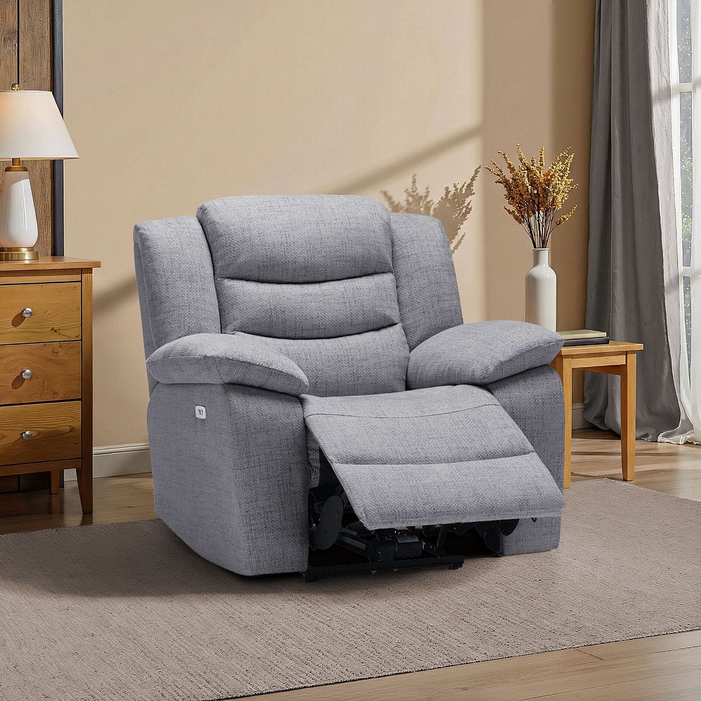 Marlow Electric Recliner Armchair in Santos Steel Fabric 1