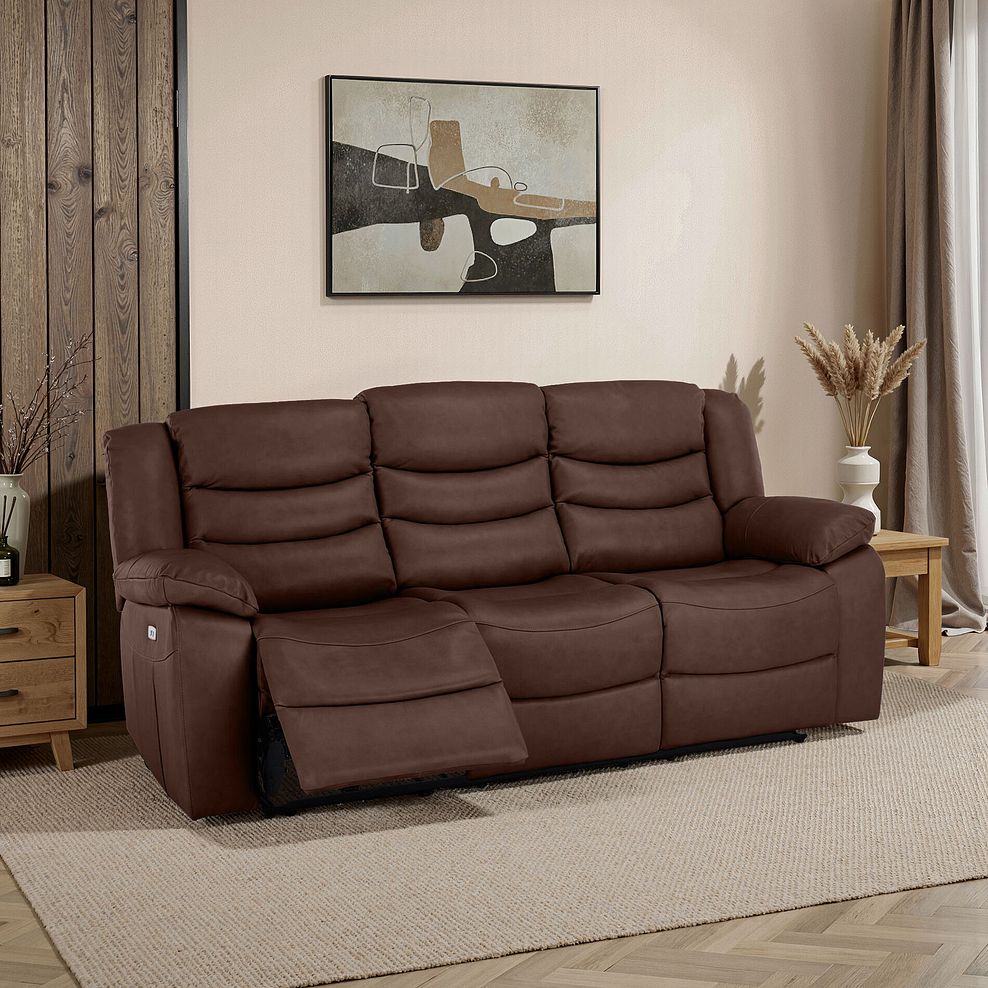 Marlow 3 Seater Electric Recliner Sofa in Tan Leather 1