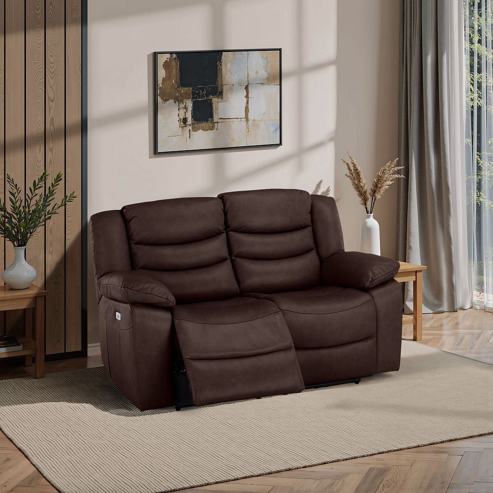 Marlow 2 Seater Electric Recliner Sofa in Two Tone Brown Leather 1