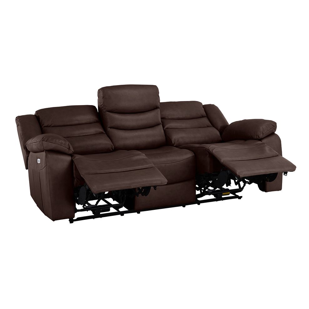 Marlow 3 Seater Electric Recliner Sofa in Two Tone Brown Leather 4