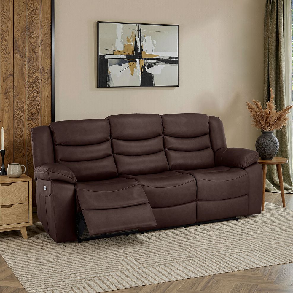 Marlow 3 Seater Electric Recliner Sofa in Two Tone Brown Leather 1