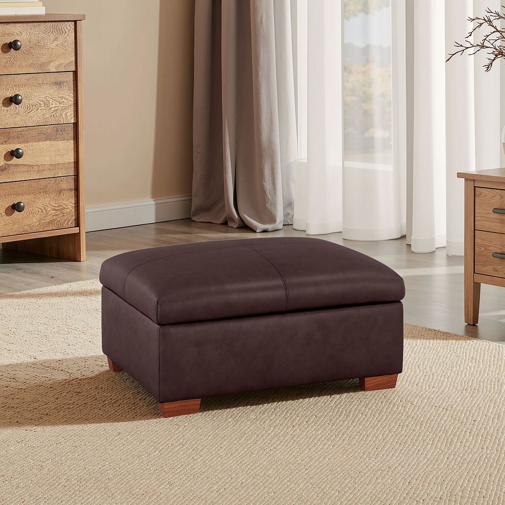 Marlow Storage Footstool in Two Tone Brown Leather 1