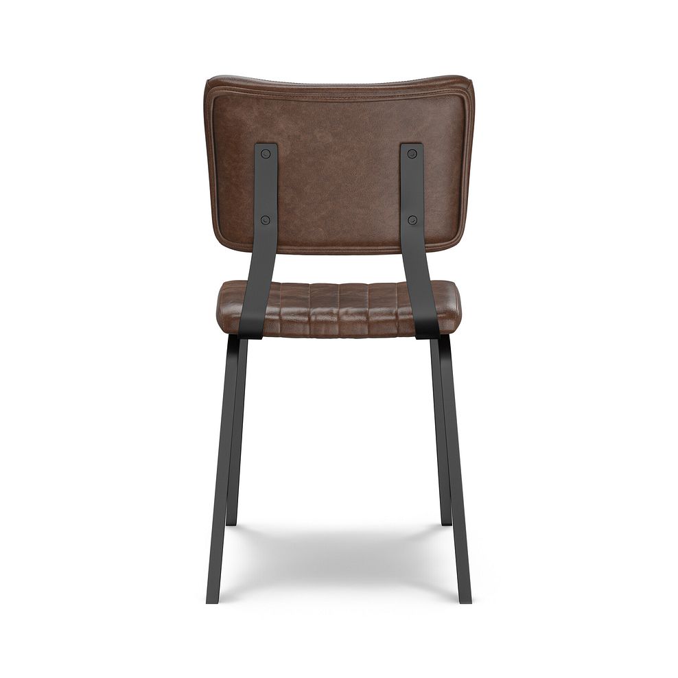 Mason Chair Vintage Brown Leather-Look fabric with Black Legs 2