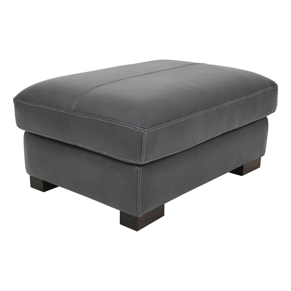 Matera Footstool in Apollo Grey Leather 1