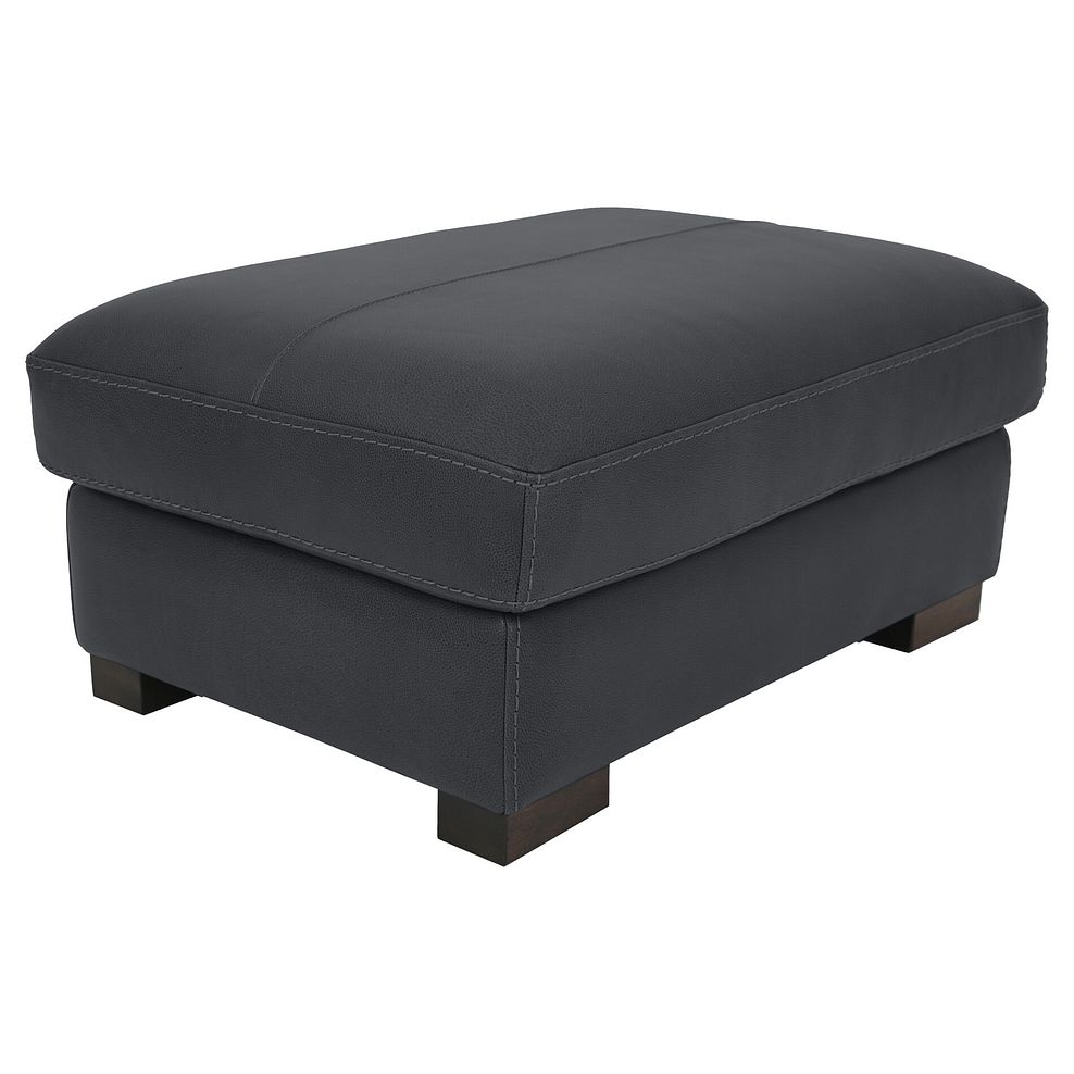 Matera Footstool in Caruso Black Leather 1