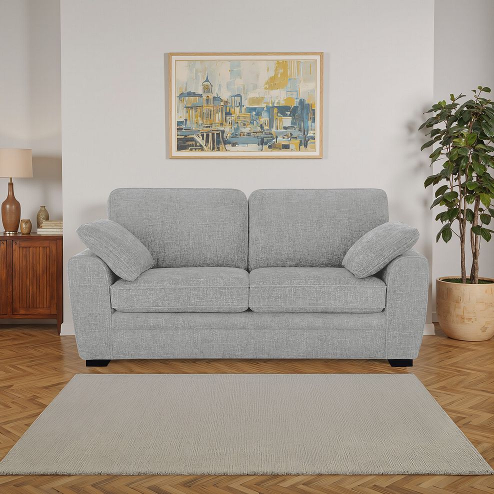 Melbourne 3 Seater Sofa in Enzo Silver Fabric 1