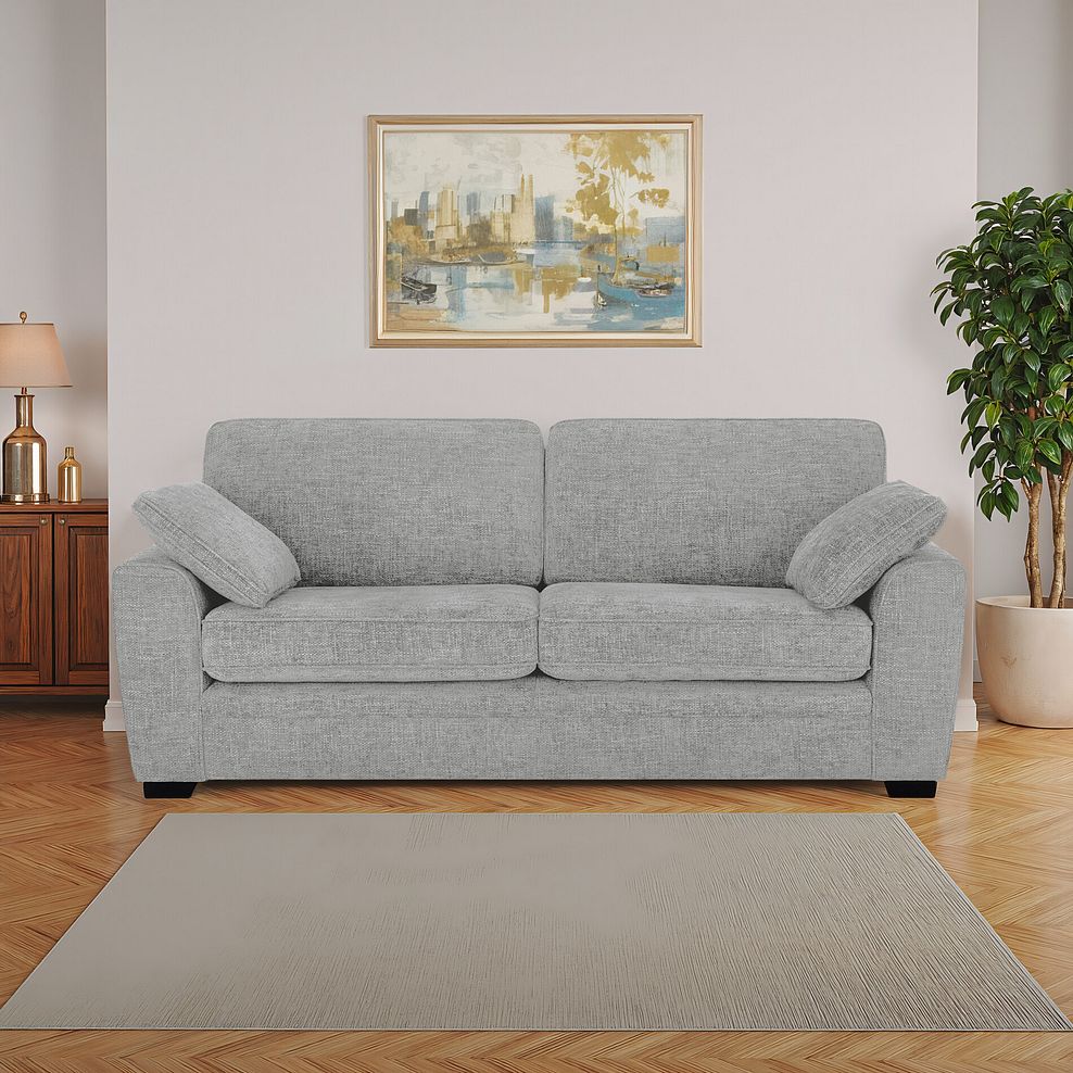 Melbourne 4 Seater Sofa in Enzo Silver Fabric 1