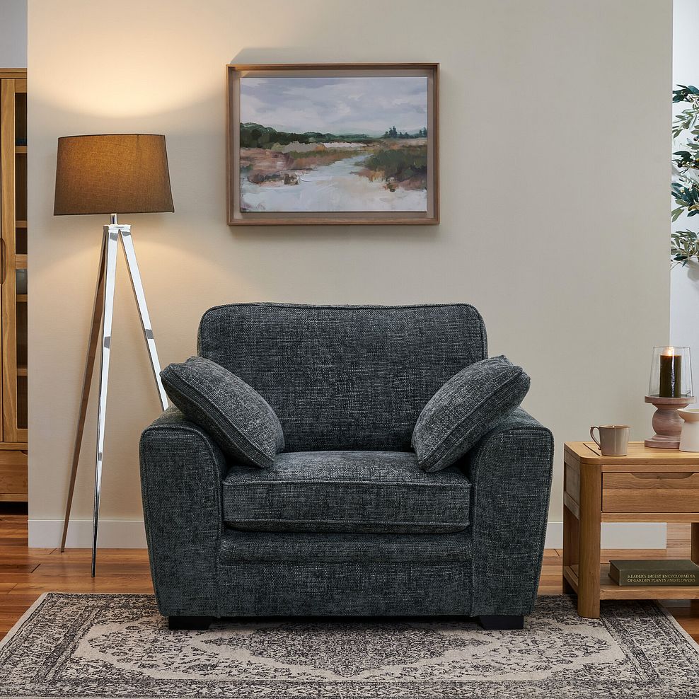 Melbourne Armchair in Enzo Slate Fabric 1