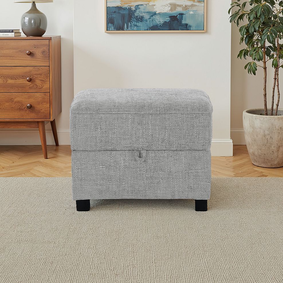 Melbourne Storage Footstool in Enzo Silver Fabric 1