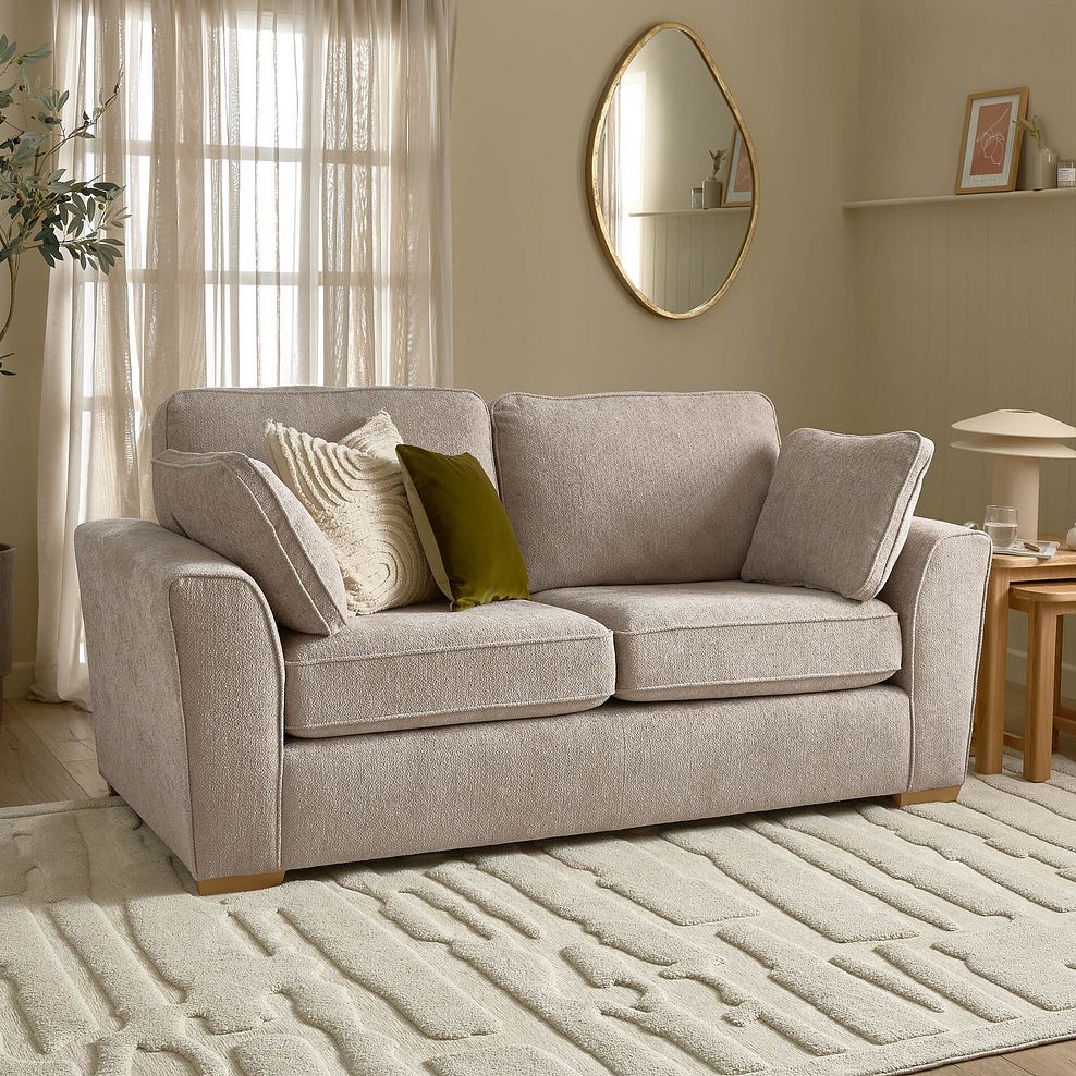 Melton 3 Seater Sofa in Tilda Latte Fabric 1