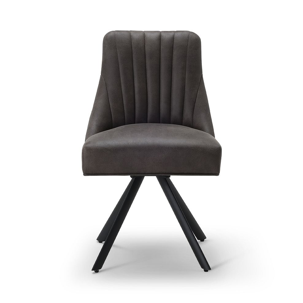 Mia Upholstered Chair with Black Metal Legs in Altara Graphite Fabric 4