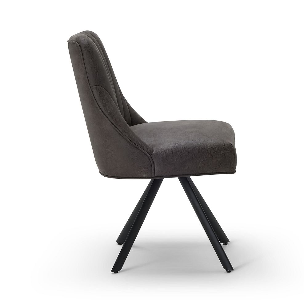 Mia Upholstered Chair with Black Metal Legs in Altara Graphite Fabric 5