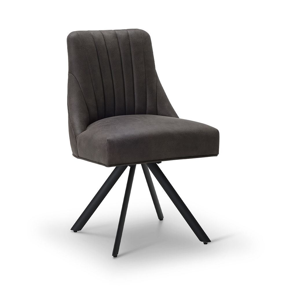 Mia Upholstered Chair with Black Metal Legs in Altara Graphite Fabric 3