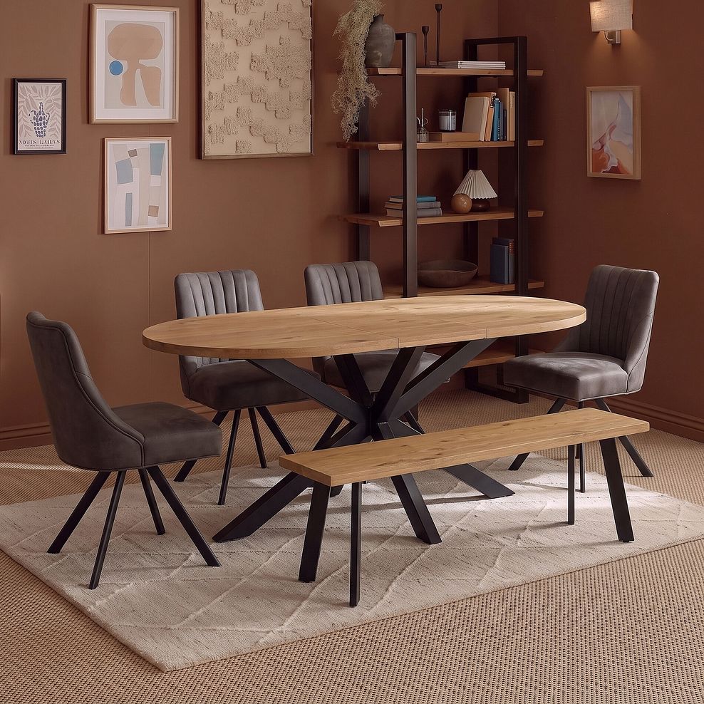 Mia Upholstered Chair with Black Metal Legs in Altara Graphite Fabric 1