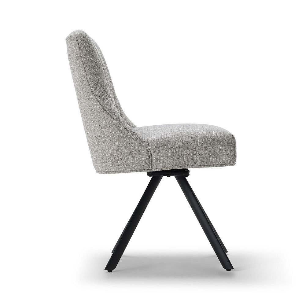 Mia Upholstered Chair with Black Metal Legs in Conway Champagne Fabric 5