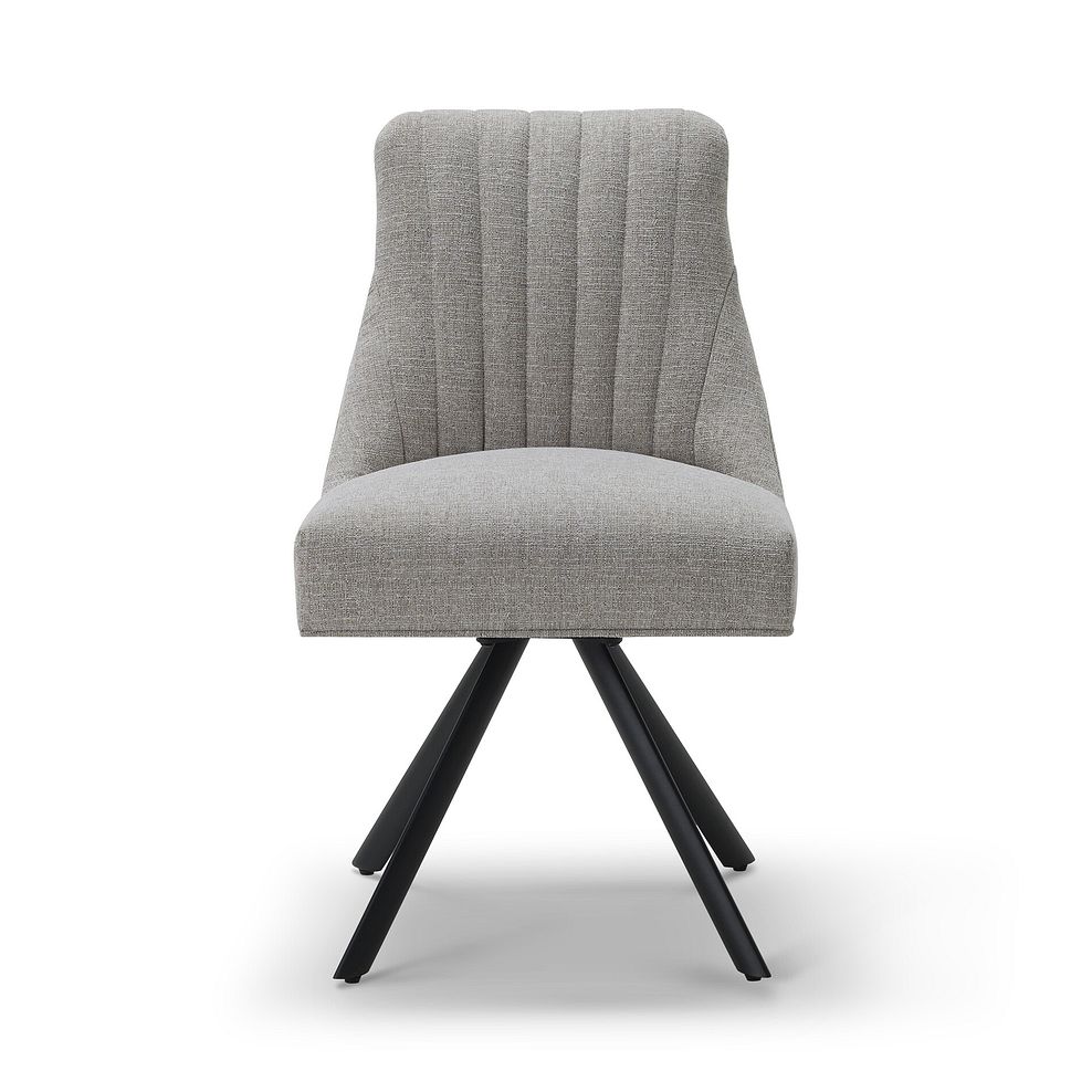 Mia Upholstered Chair with Black Metal Legs in Conway Champagne Fabric 4
