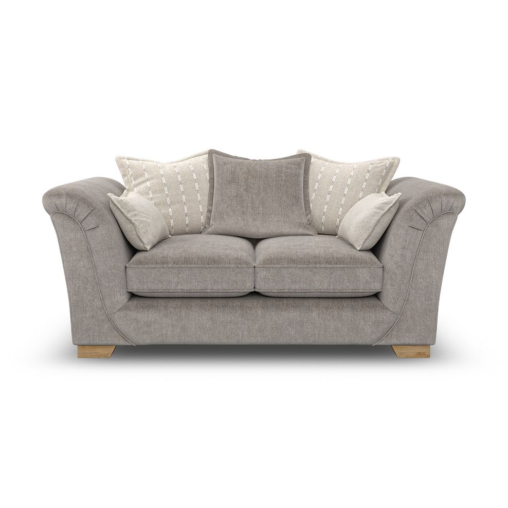 Milldale 2 Seater Pillow Back Sofa in Garda Acier Fabric with Linen Scatters 2