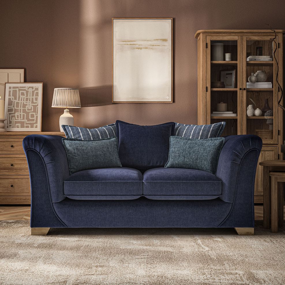 Milldale 2 Seater Pillow Back Sofa in Garda Atomic Fabric with Navy Scatters 2
