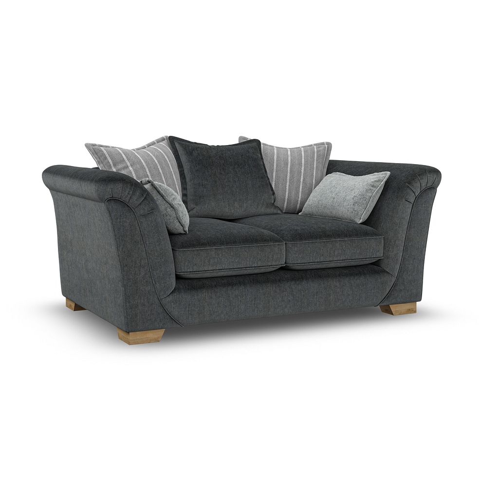 Milldale 2 Seater Pillow Back Sofa in Garda Carbon Fabric with Grey Scatters 1